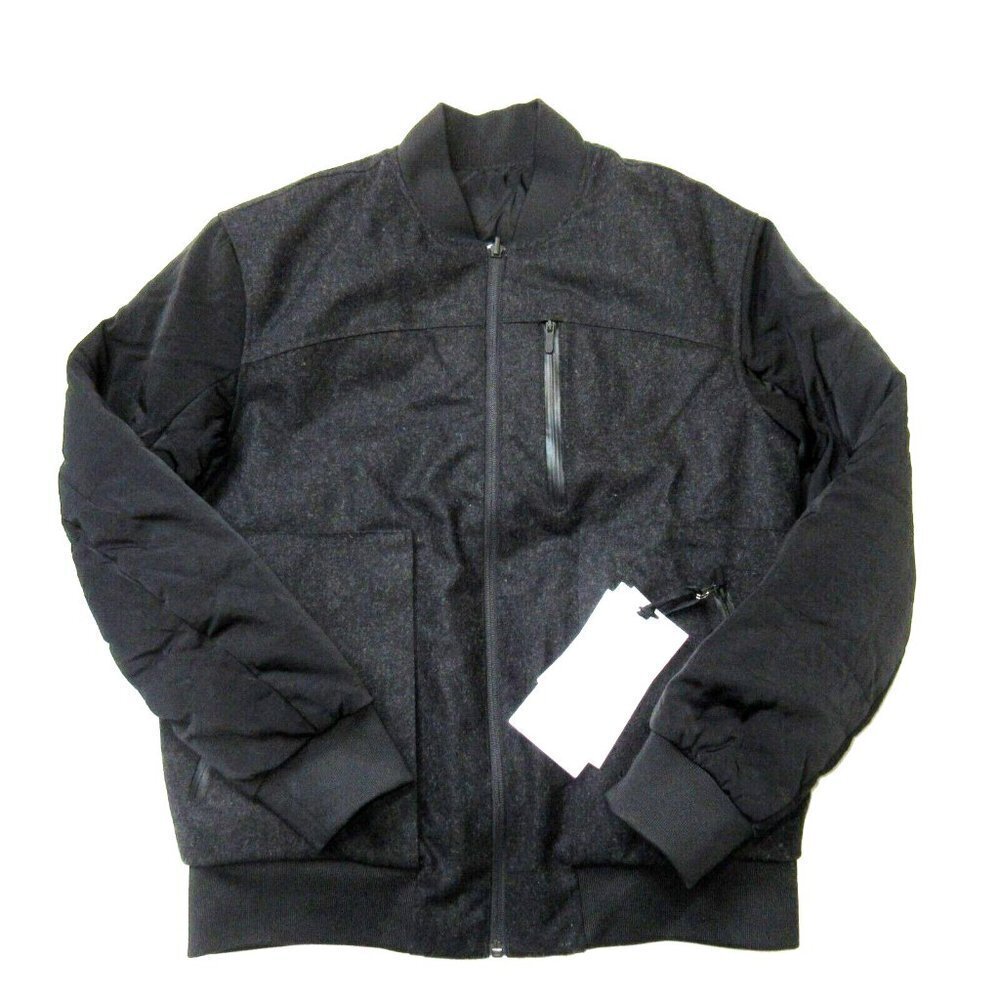 NWT Lululemon Roam Far Wool Bomber in Black / Heathered Black Zip Jacket 6 $348